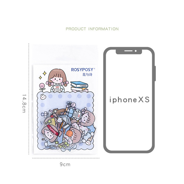 Set 40 Miếng Dán Hoạt Hình Vui Nhộn Trang Trí Thủ Công Cho Học Sinh