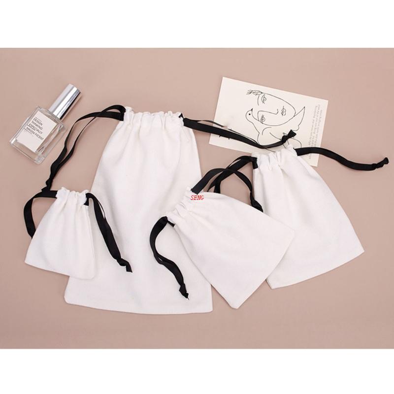 Túi Dây Rút Chất Liệu Cotton Dùng Để Đựng Trang Sức / Kẹo Giáng Sinh Có Thể Tái Sử Dụng