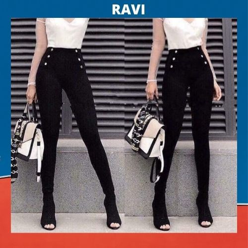 Quần Tregging Nữ Cạp Cao💖𝑭𝑹𝑬𝑬𝑺𝑯𝑰𝑷💖Quần Tregging 6 Cúc RAVI Chất Vải Dày Dặn Siêu Co Giãn Mặc Tôn Dáng