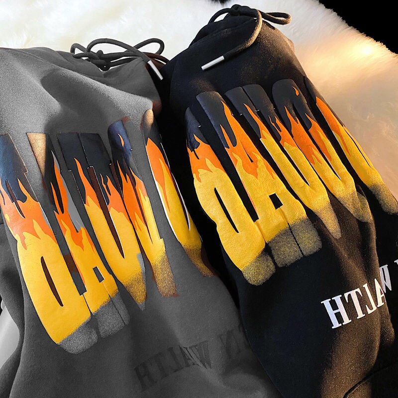 Hoodier Mũ Rộng Nam Nữ Hình Lửa Unisex Form To Tay Bồng Kéo Dây Sweater Khoác Chất Nỉ