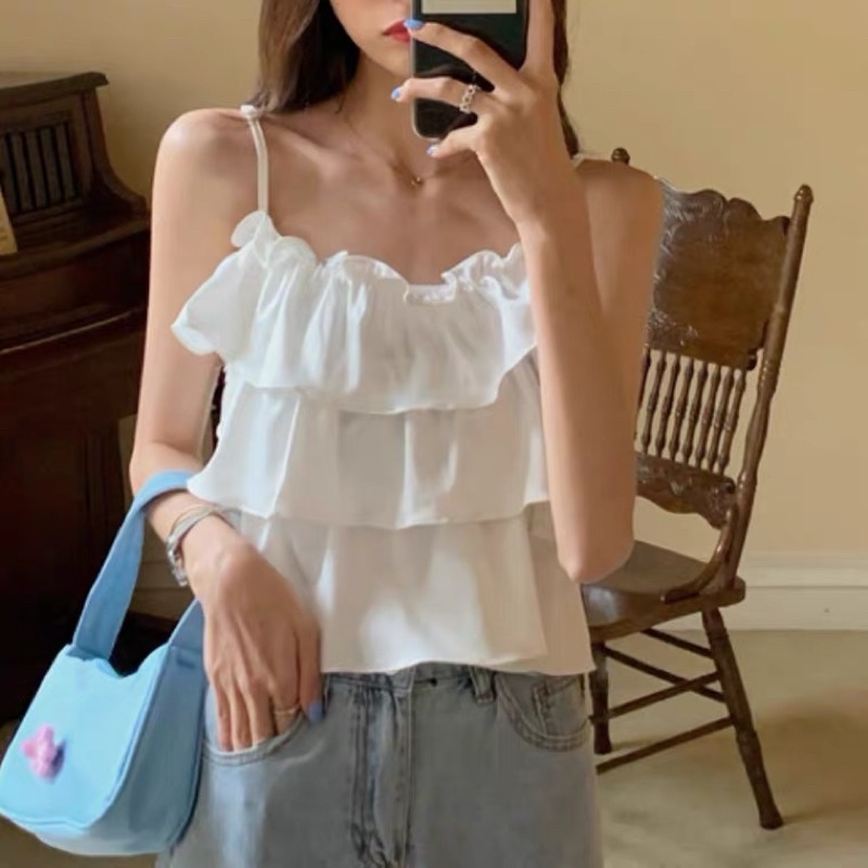 [ KÈM ẢNH THẬT] Áo 2 dây bèo 3 tầng