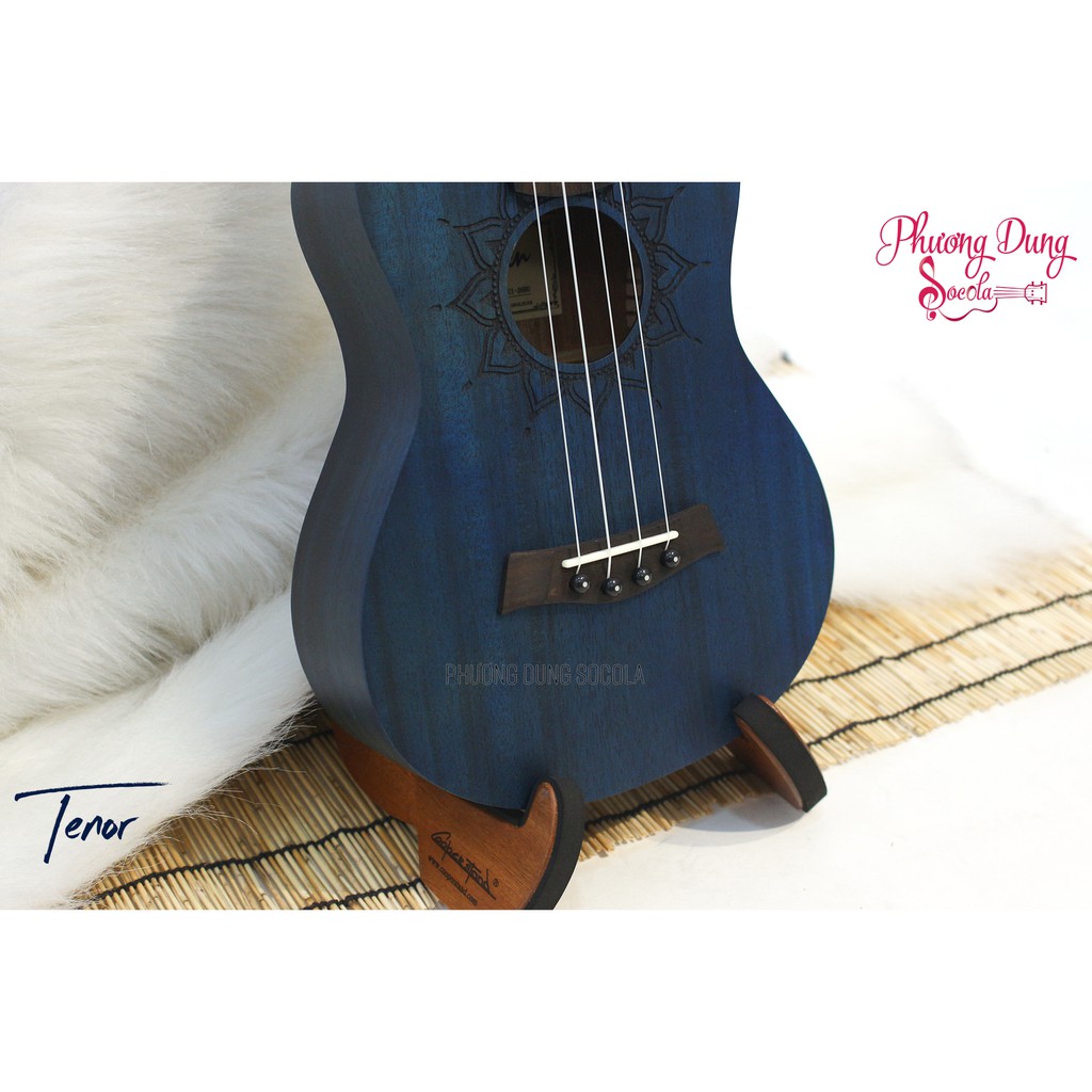 Đàn Ukulele Gỗ chính hãng Kaysen size Tenor - Màu Xanh Đen - Blue