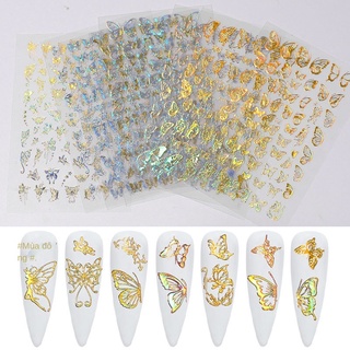 Sticker nail óng ánh kim loại hình bướm xinh