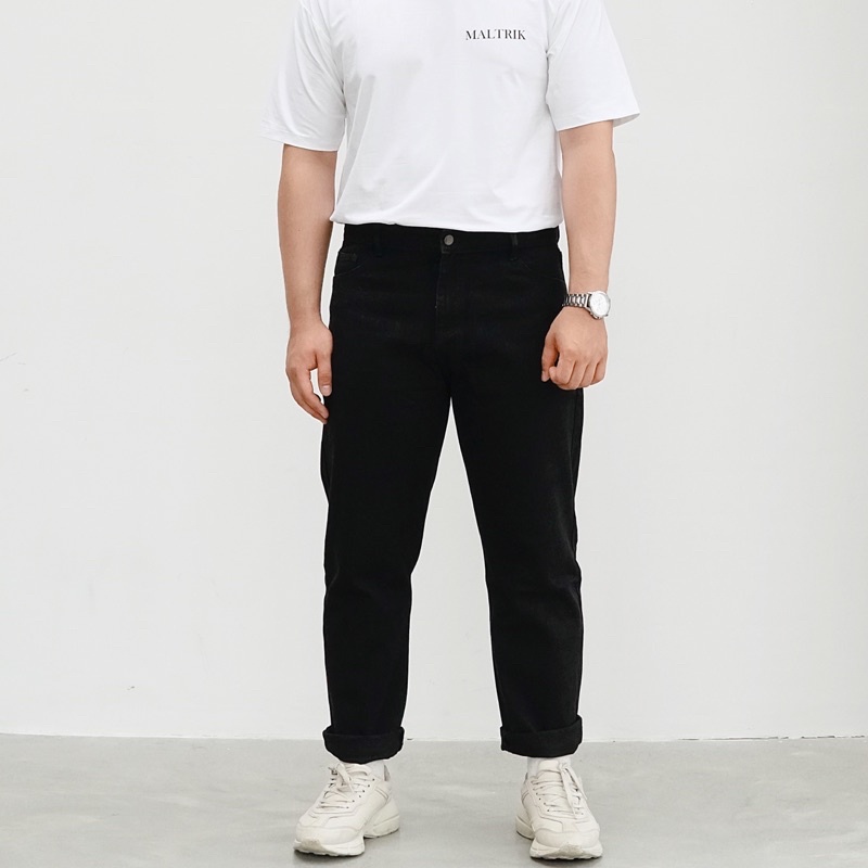 Quần jean baggy nam cạp cao màu đen Bigsize chất bò cao cấp có size cho người ngoại cỡ béo bụng đến 110kg