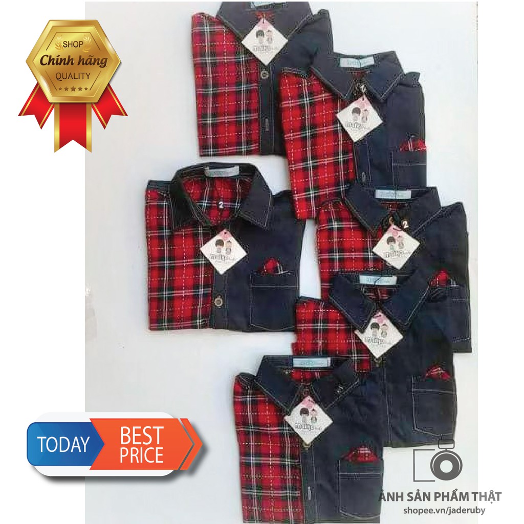 Aó Jean Bé Trai Chất Liệu Bò Lụa 100% Cotton Mềm Mát,Áo Sơ Mi Có Cổ Cho Bé Từ 10 Đến 30kg