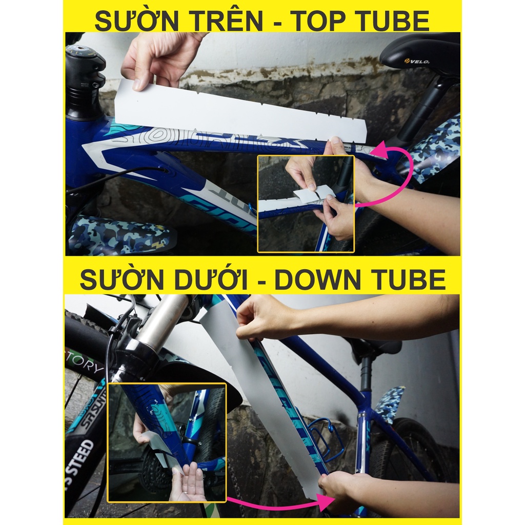 Miếng dán bọc sườn xe đạp chống trầy xước xe đạp địa hình/đua/touring | Miếng dán bảo vệ xe đạp | CycleWrap