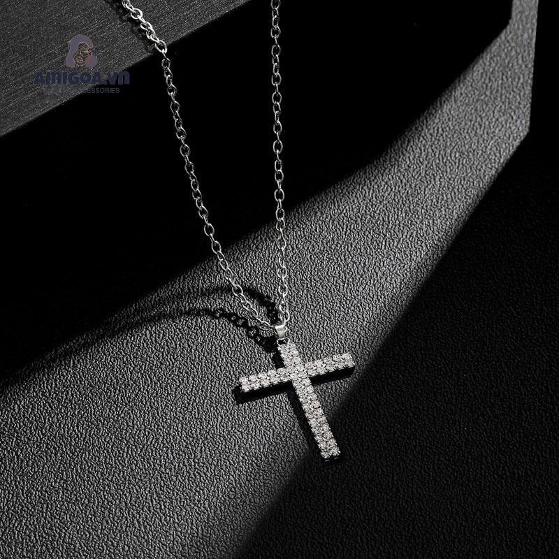 ✨✨Vòng Cổ Chữ Thập Kim Cương Sang Trọng Phong Cách Thời Trang Cho Nam và Nữ