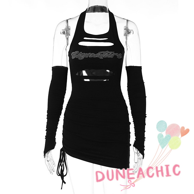 Đầm DUNEA dây rút hở lưng dáng ôm gợi cảm cho nữ