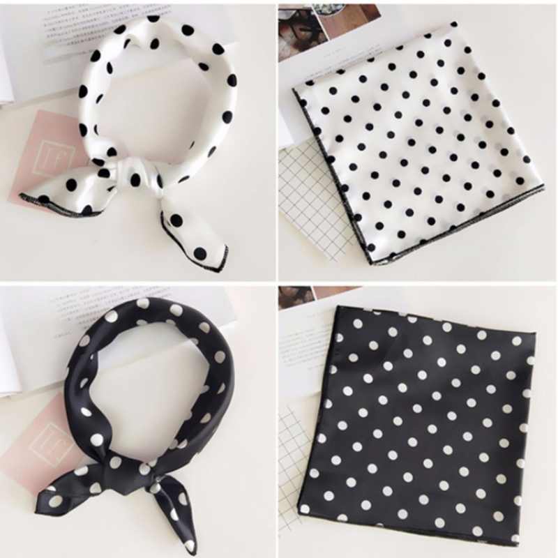 Khăn Lụa Satin Vuông 50x50cm Họa Tiết Chấm Bi