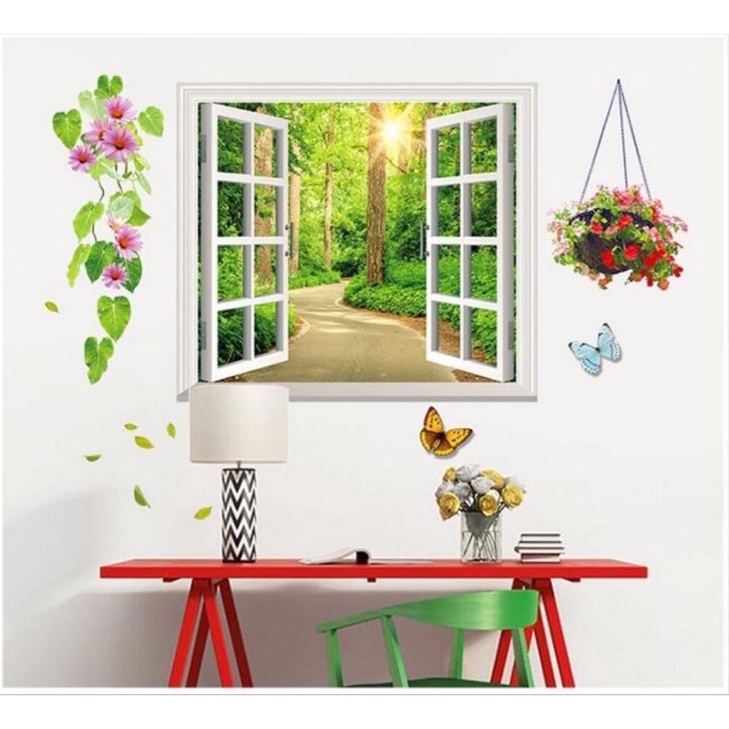 Decal dán tường mẫu cửa sổ mặt trời kèm kích thướcva ảnh thật