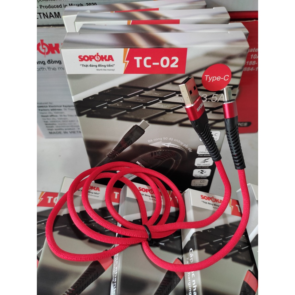 Cáp sạc dây sạc điện thoại SOPOKA DQ01 chân Micro USB  sạc nhanh TC-01 dây bọc sợi chính hãng dây 1M