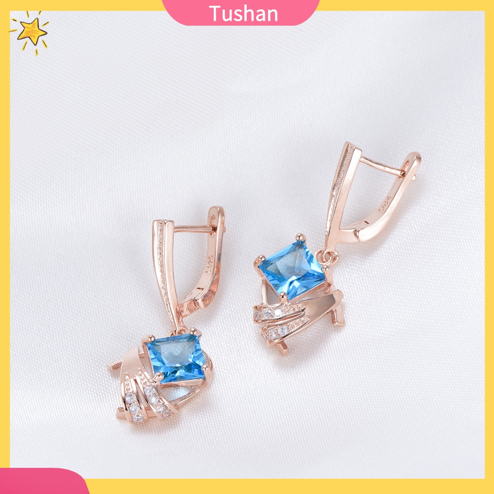 Hoa tai dáng vuông đính đá thời trang cho nữ