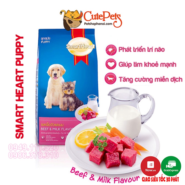 Thức ăn cho chó con Smart Heart Puppy 400g Vị thịt bò và sữa - Phụ kiện thú cưng Hà Nội