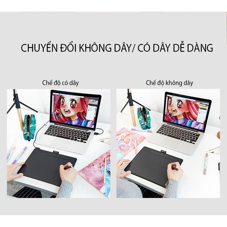 [HÀNG CHÍNH HÃNG] BẢNG VẼ ĐIỆN TỬ CHUYÊN DỤNG THIẾT KẾ ĐỒ HỌA, HỌA SỸ WACOM INTUOS BLUETOOTH CTL-6100WL/K0