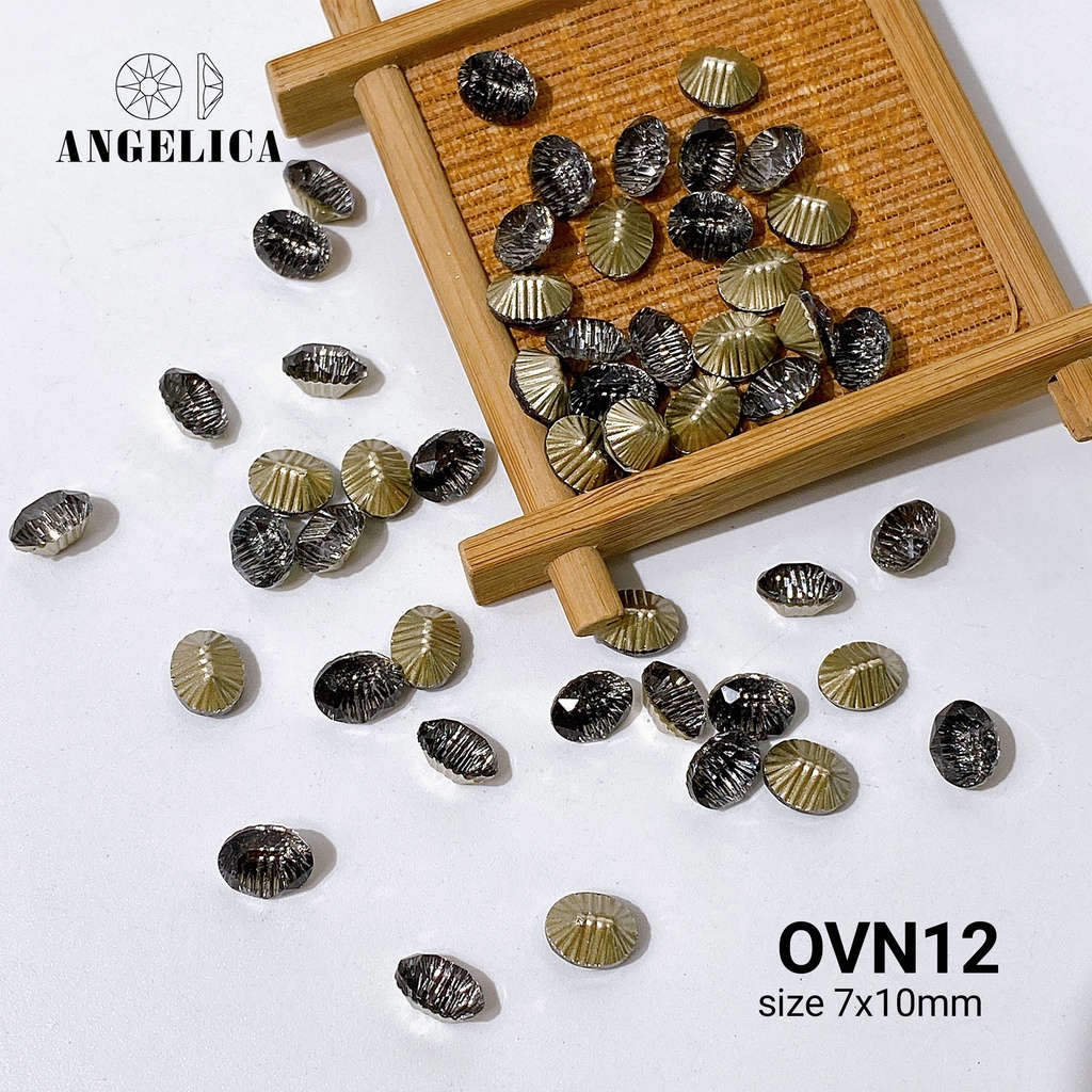 Túi 5 Viên Đá khối Nail Hình Oval/ Ô Van Chân Vàng Trang Trí Móng ANGELICA OVN