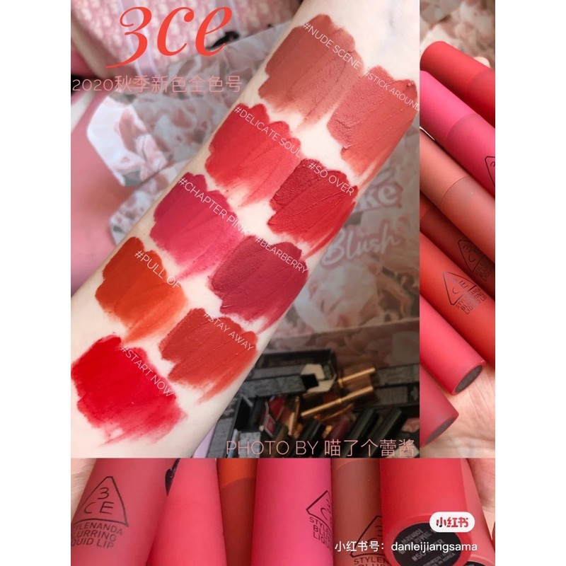 (CAM KẾT AUTH, TEM HIDDEN TAG) Son 3CE Blurring Liquid Lip #Bearberry – Màu Hồng Nâu Mận