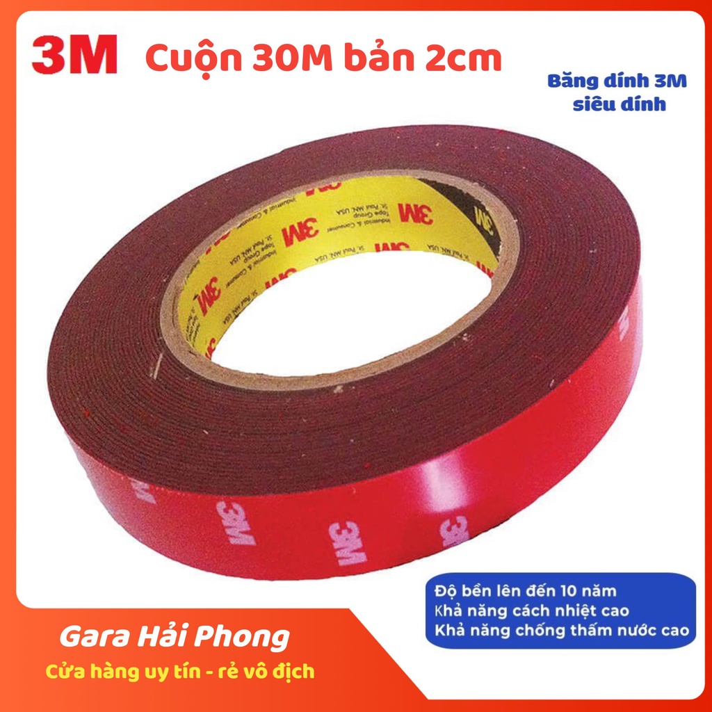 Băng Keo 2 Mặt Cường Lực 3M 4229P (Cuộn dài 30m) bản 2cm trong và đục siêu dính