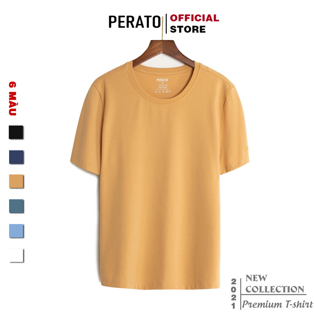 Áo Thun Nam Ngắn Tay Không Cổ PERATO (6 Màu), Chất Liệu Mềm Mại, Thấm Hút Nhanh Chóng, Bền Màu (TSOP21004-03) | BigBuy360 - bigbuy360.vn