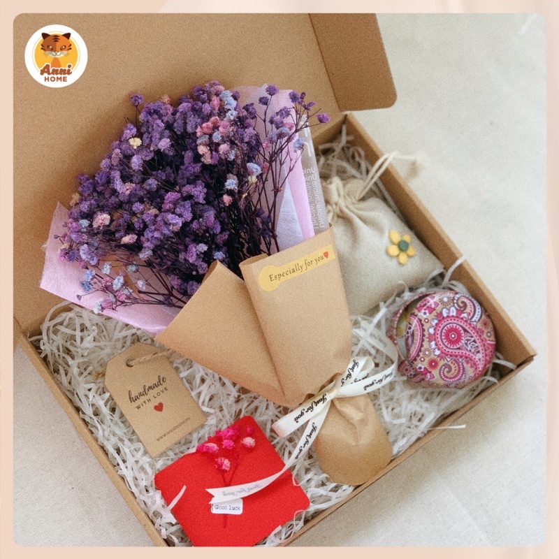 Quà tặng bạn gái, quà tặng sinh nhật, quà tặng hoa khô handmade Lavender Gift Box (Hộp draft cao cấp)