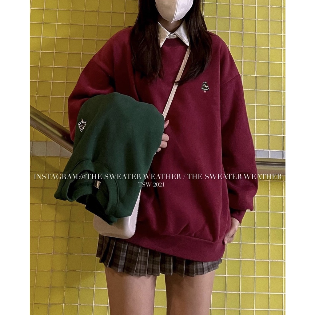 Áo Nỉ Cây Thông Nhỏ PEONYB Nữ 🌸 Sweater giáng sinh form rộng tay bồng, hoodie noel merry christmas Ulzzang🌸