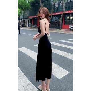 Đầm nhung dây midi