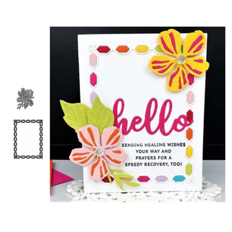 Khuôn Cắt Giấy Kim Loại Hình Khung Giữa Hoa Xinh Xắn