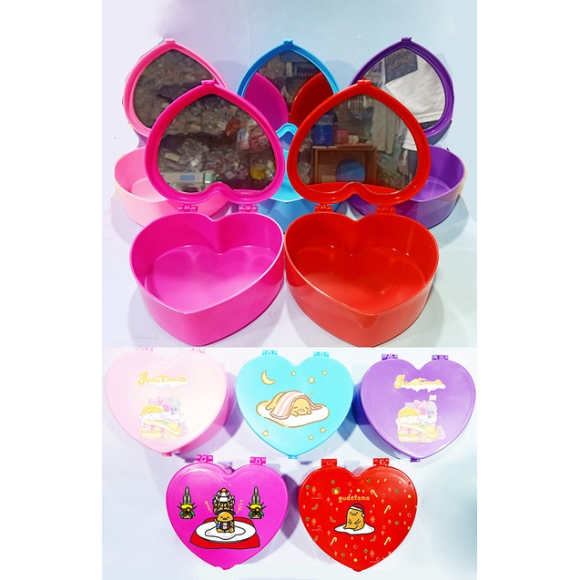 Hộp tim trứng lười gudetama kèm gương HKG8 dễ thương cute đựng trang sức hoạt hình