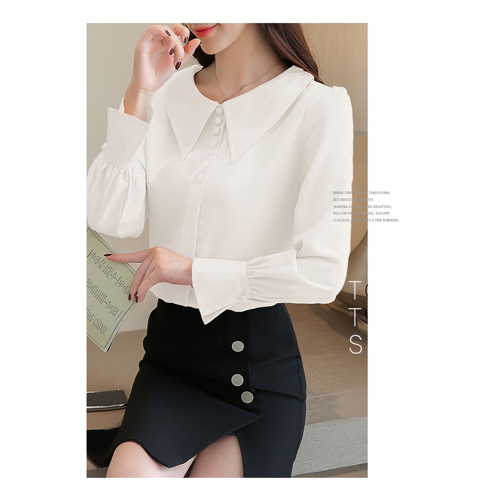 Áo sơ mi công sở ❣️FREESHIP❣️Áo Sơ Mi Cổ Sen 3 Nút - Hàng thiết kế chuẩn