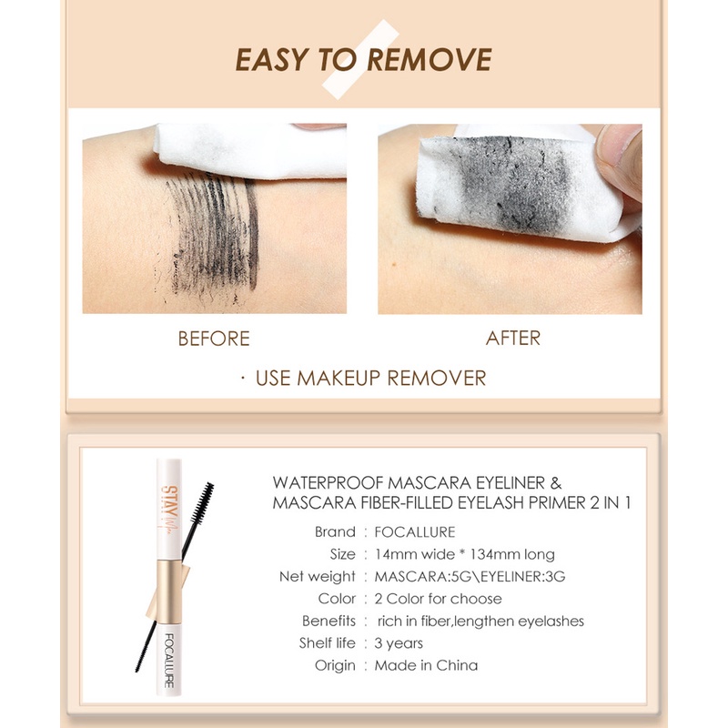 joyfeel mascara hai trong một chống nước không lem giúp uốn cong và kéo dài lông mi hiệu FOCALLURE
 | BigBuy360 - bigbuy360.vn