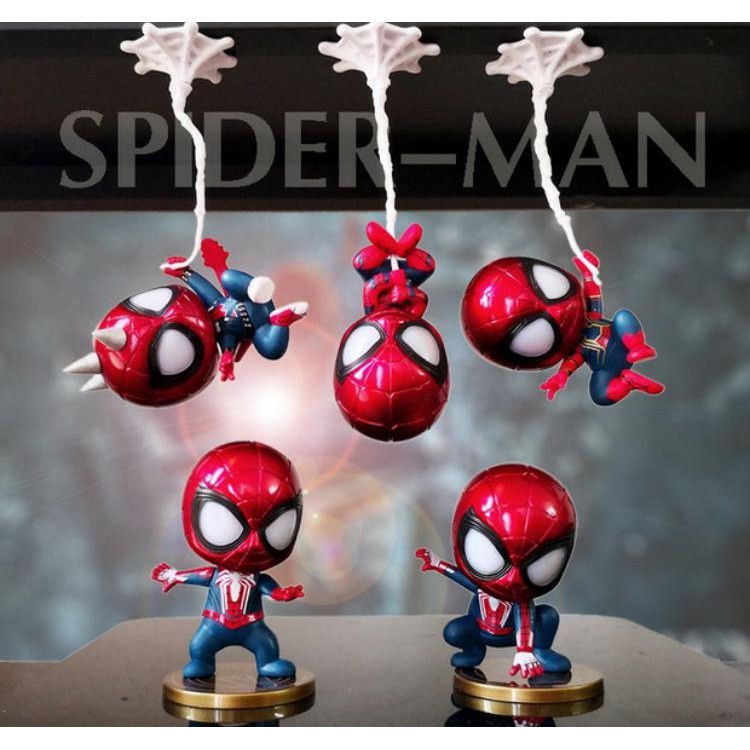 Bộ 5 Mô hình đồ chơi Spider man người nhện chibi cosbaby cao khoảng 10cm