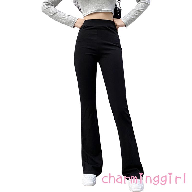 Quần dài ống rộng lưng cao màu sắc thời trang đường phố năng động cho nữ