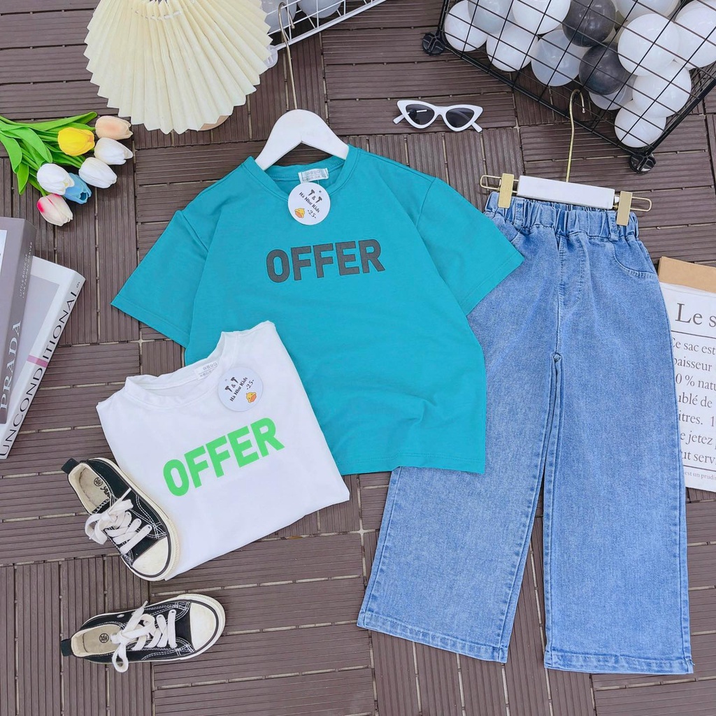 Bé gái 10 - 35Kg ( Bộ quần áo in chữ OFFER )