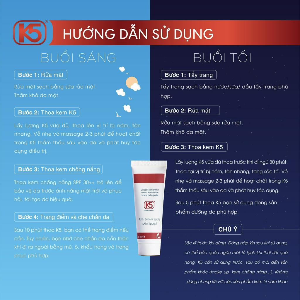 Kem sáng da, mờ thâm sạm K5 Lipogel 40ml - đẩy lùi nám, giúp da sáng đều màu