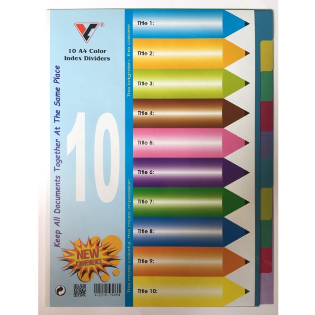 Bìa phân trang nhựa 10 số màu