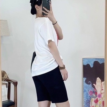 Quần legging đùi lửng ngố nữ mặc nhà vải thun đen co dãn ôm bó thể thao Quần short cộc nữ ngắn trên gối mặc tập gym yoga