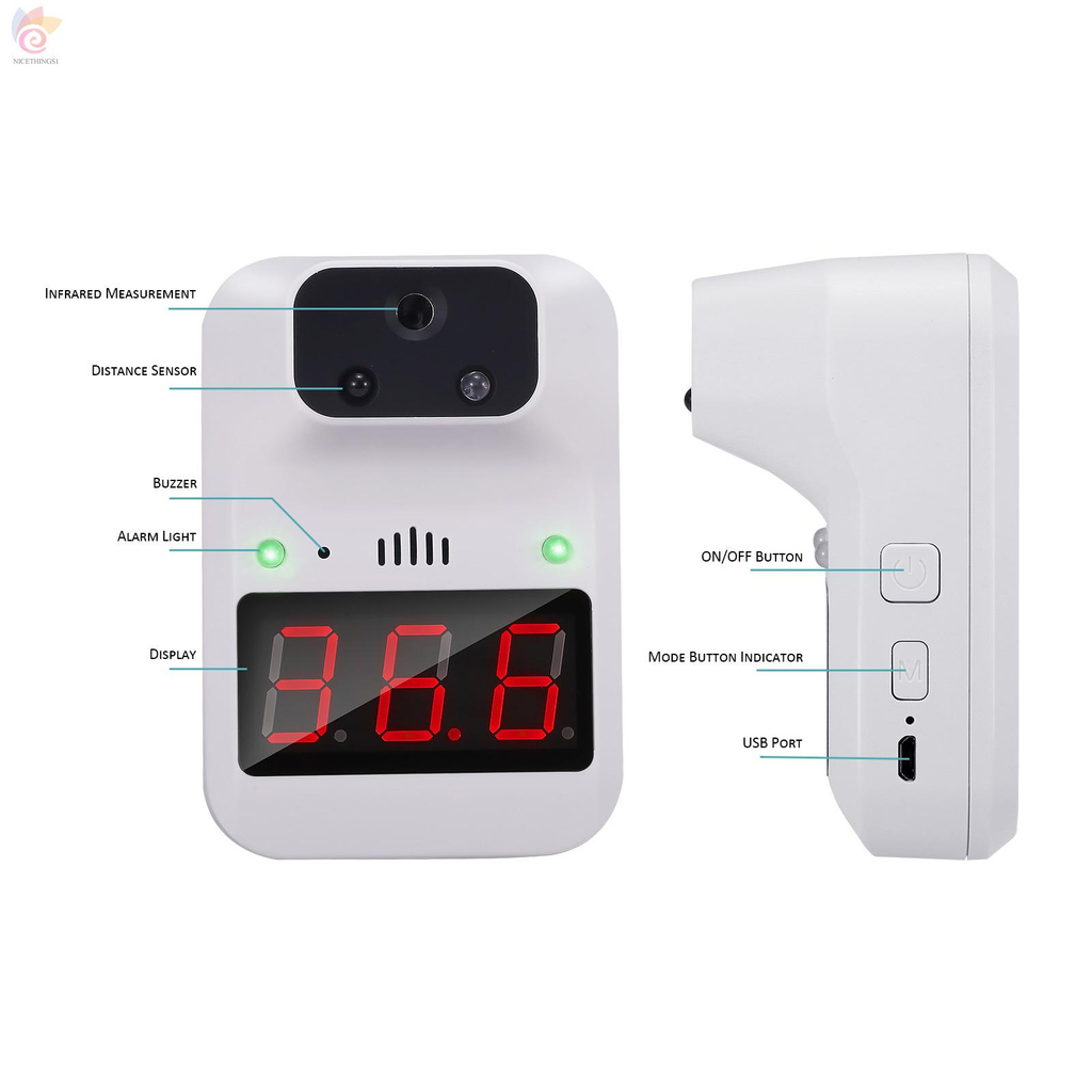 ET K3+ IR Non-Contact Thermometer °C/°F  Body/Surface/Counting Mode Wall Hanging/Bracket Fixing Powered by USB/3 AA Battery