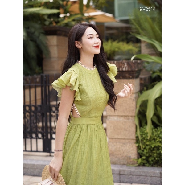 V821 - VÁY ĐŨI TƠ VIỀN REN TRÒN TAY BÈO 2 LỚP