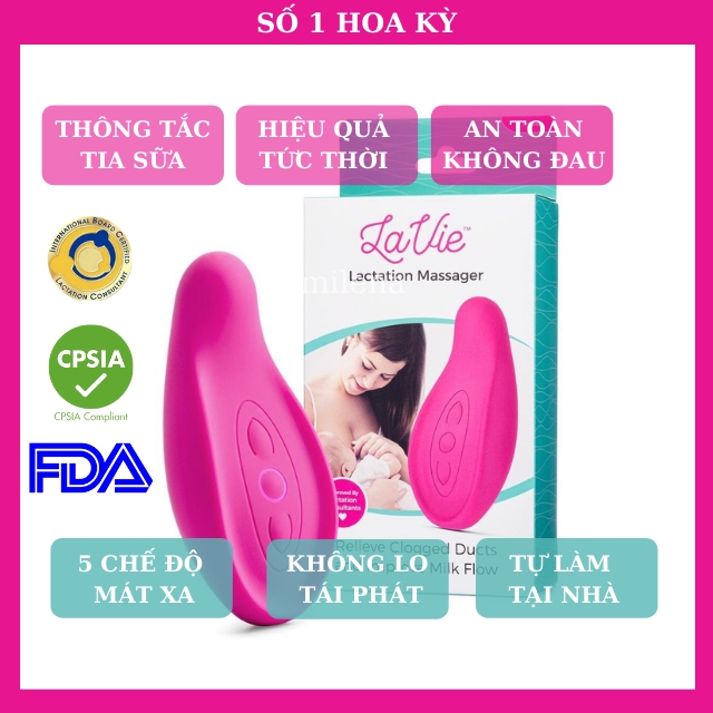 Combo Cương Sữa Sinh Lý Tắc Tia Sữa, Máy Massage Thông Tắc Tia Sữa Kích Thích Xuống Sữa Lavie và Cốc Hứng Sữa Naturebond