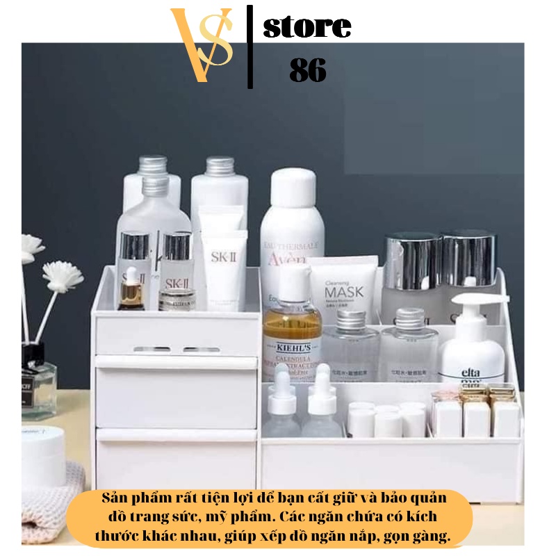 Kệ mỹ phẩm khay đựng đồ trang điểm son phấn để bàn có hộp ngăn kéo nhựa chắc chắn