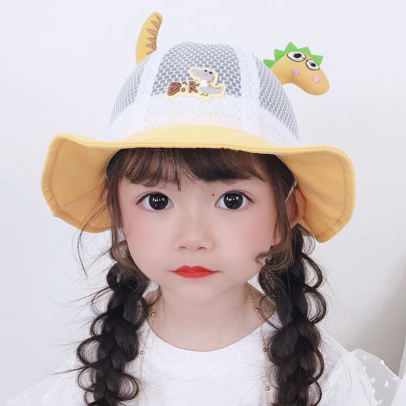 Mũ cho bé gái bé trai mũ nón vành tròn lưới khủng long đáng yêu phụ kiện mũ nón MU014