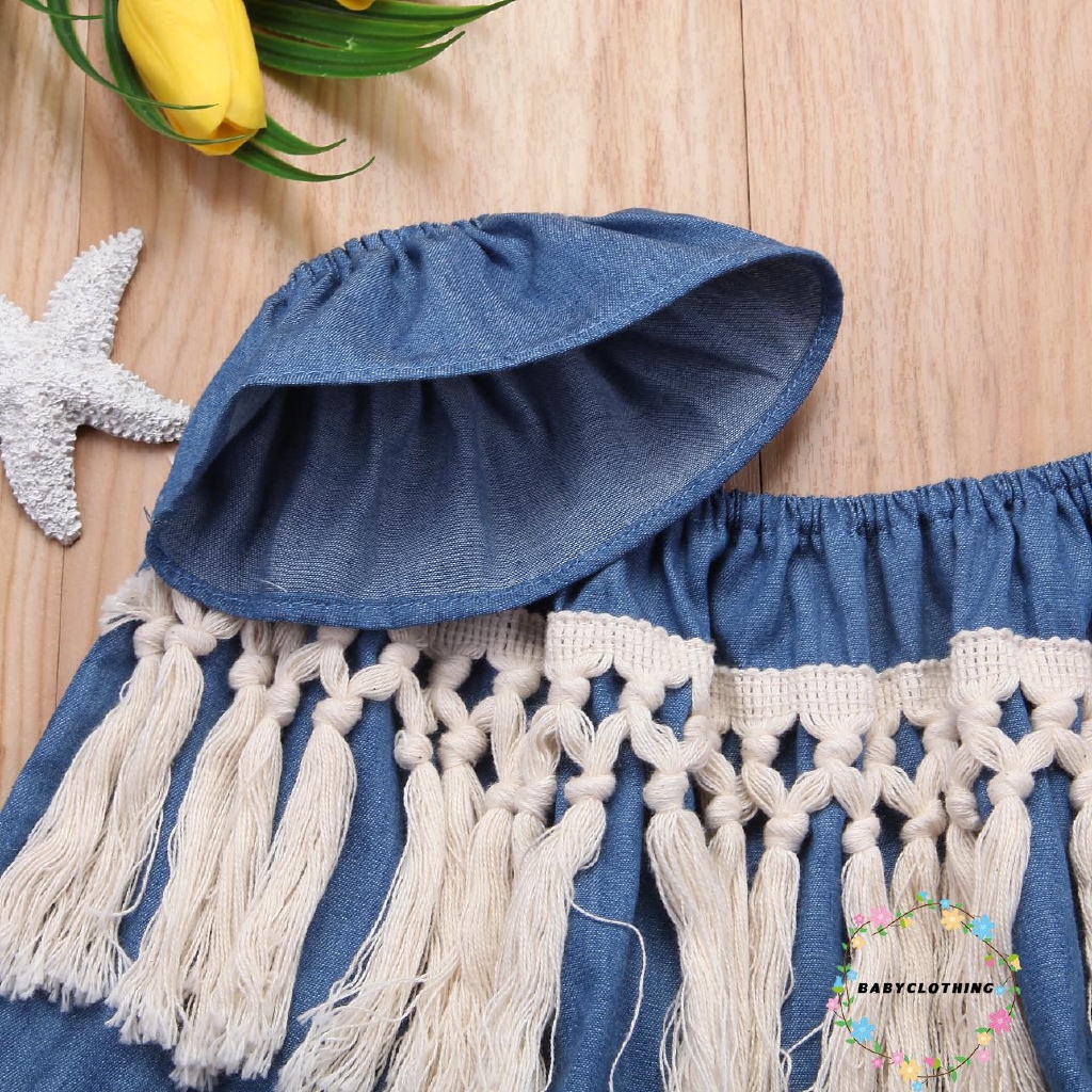 Áo Liền Quần Denim Mùa Hè Thời Trang 2018 Cho Bé Gái