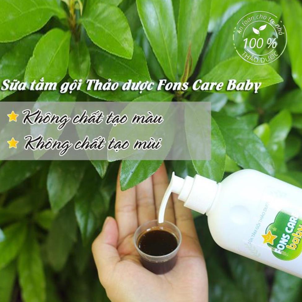 Sữa tắm thảo dược cho bé Fons Care Baby tắm gội cho trẻ sơ sinh sạch hết rôm sảy mẩn ngứa hăm tã Chai 300ml LAFON ST 01