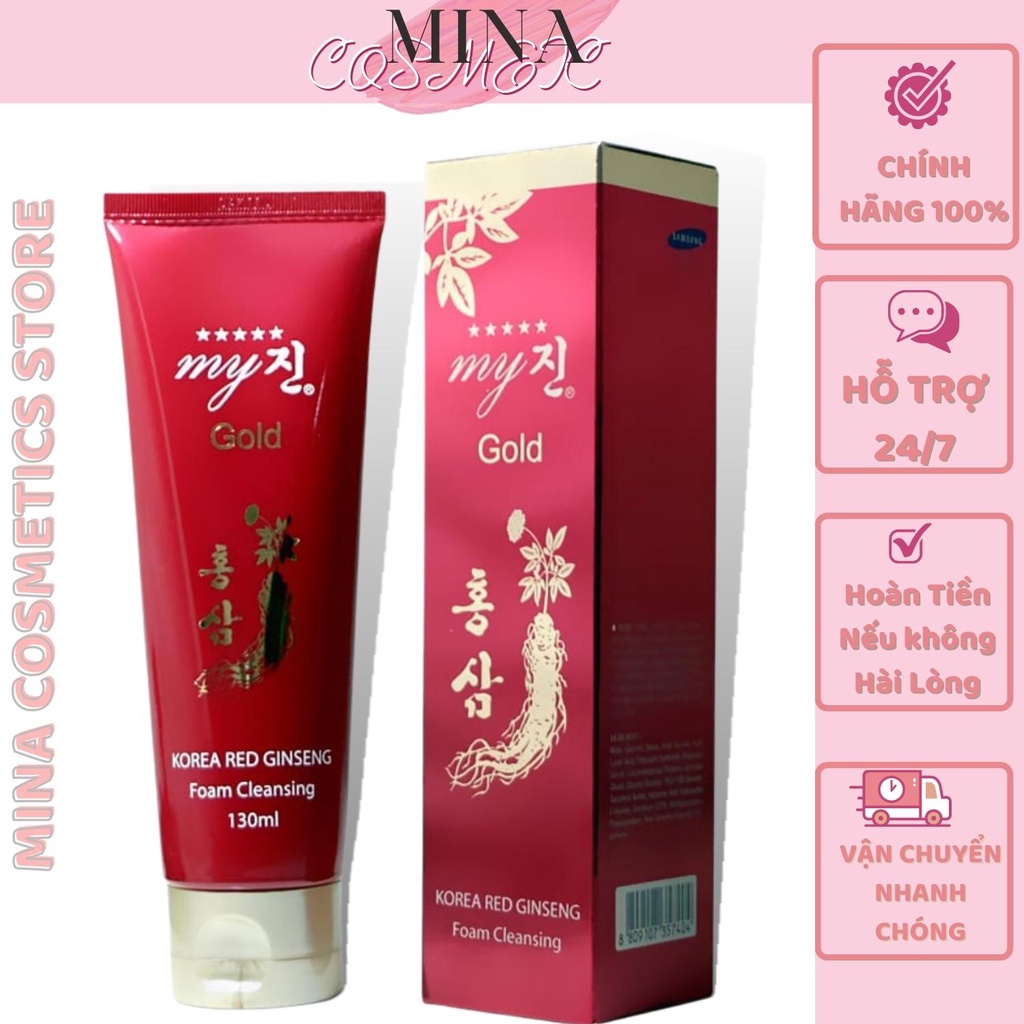 Sữa Rửa Mặt Sâm Hàn Quốc Chính Hãng - Sữa Rửa Mặt Hồng Sâm My Gold - New Tuýp đỏ