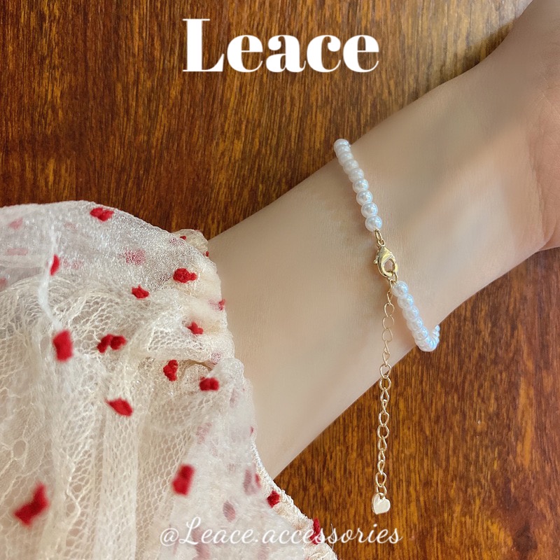 Vòng tay nữ, lắc tay ngọc trai nhân tạo mặt nơ đính đá BL012 Leace.accessories
