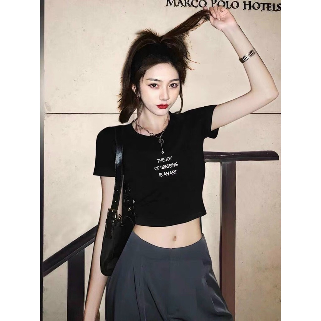 áo phông nữ_Croptop trơn, cổ tim, Croptop chữ, chính hiệu Quảng Châu, từ Shop An Nhiên_Chợ Ninh Hiệp_Gia Lâm_Hà Nội