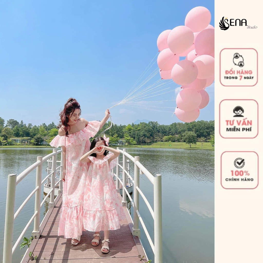 Váy maxi hoa trễ vai cho Mẹ và Bé  - SENA STUDIO