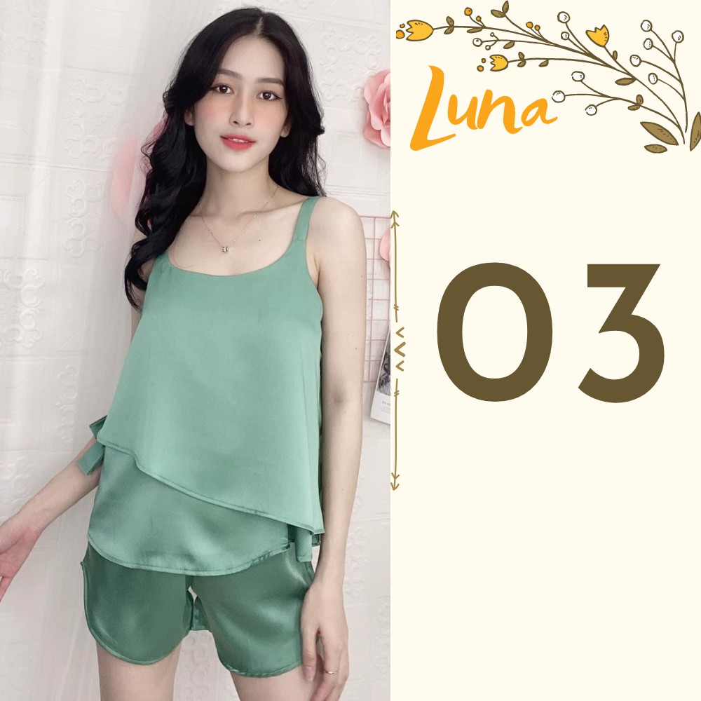 Bộ đồ ngủ lụa 2 dây mặc nhà bigsize lụa satin cao cấp thoáng mát LUNA dưới 75kg | BigBuy360 - bigbuy360.vn