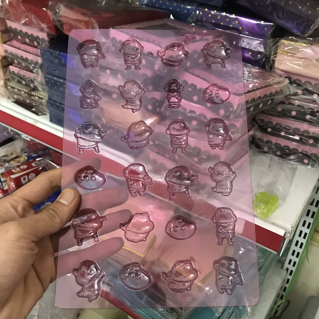 [Ảnh Thât+Video Hướng Dẫn] Khuôn Nhựa Đổ Chocolate,Kẹo Dẻo,Hàn Quốc 24 Hình Cậu Bé Bút Chì Shin