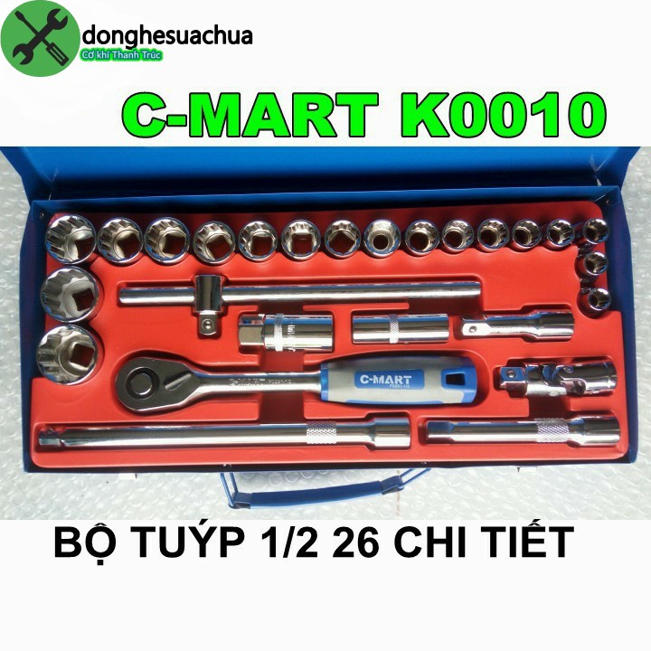 Bộ cần tuýp 1/2 C-Mart K0010 26 chi tiết