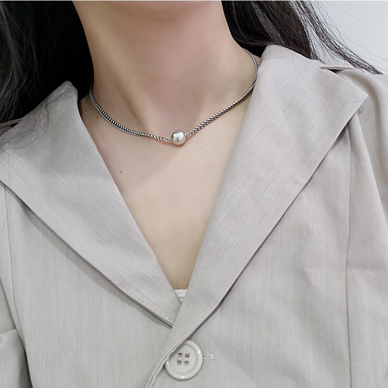 Vòng cổ Mặt Quả Cầu Thép Bạc Unisex